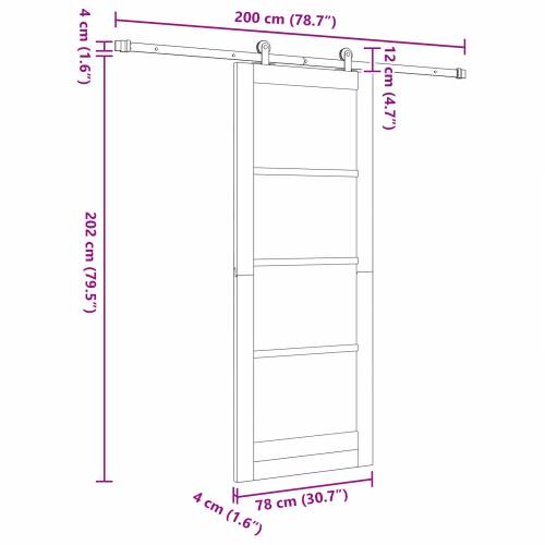Klizna vrata s setom hardvera bijela 78x202 cm od masivnog drva bor Cijena
