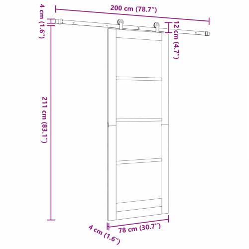 klizna vrata s setom hardvera 78x211 cm od čvrstog borovog drveta Cijena