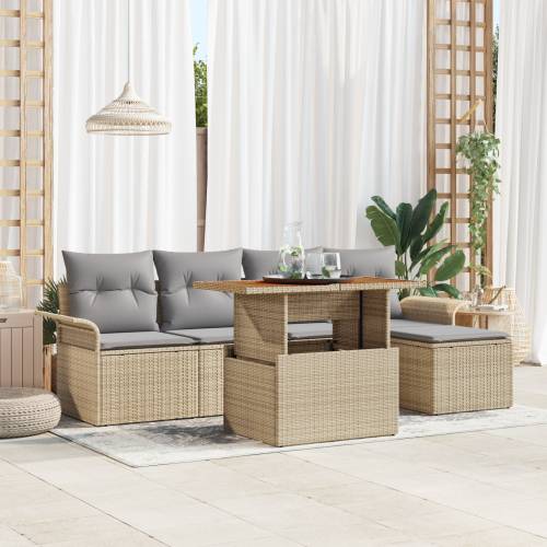 6-dijelni vrtni set sofa s jastučićima Bež Poli Ratan Cijena