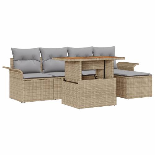 6-dijelni vrtni set sofa s jastučićima Bež Poli Ratan Cijena
