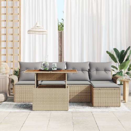 6-dijelni vrtni set sofa s jastučićima Bež Poli Ratan Cijena