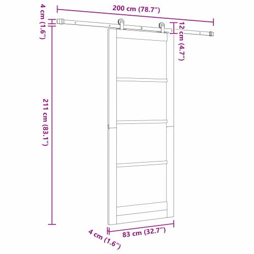 klizna vrata s kompletnim okovima 83x211 cm od masivnog bora Cijena