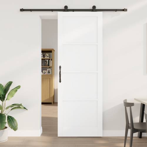 klizna vrata s kompletnim setom bijelih 83x232 cm od čvrstog drveta bor Cijena