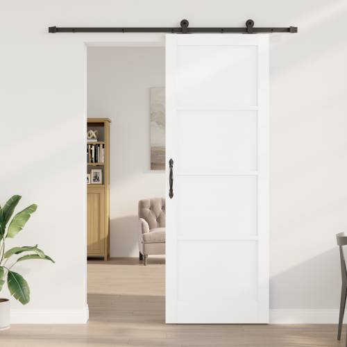 klizna vrata s kompletnim setom bijelih 83x232 cm od čvrstog drveta bor Cijena