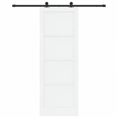 klizna vrata s kompletnim setom bijelih 83x232 cm od čvrstog drveta bor Cijena