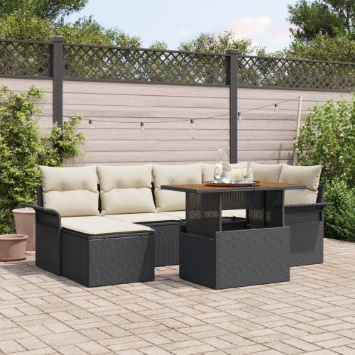 Vrtna garnitura - 7-dijelni set vrtnih sofa s Jastucima Crni Poli Ratan Cijena