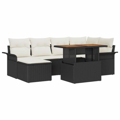 Vrtna garnitura - 7-dijelni set vrtnih sofa s Jastucima Crni Poli Ratan Cijena