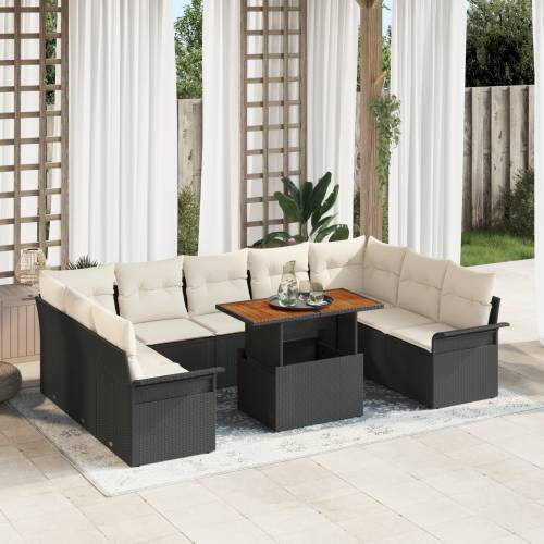 10 komada vrtni sofa set s jastučićima crni poli ratan Cijena