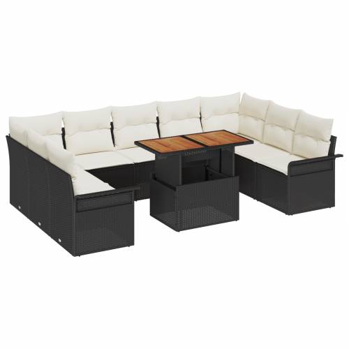 10 komada vrtni sofa set s jastučićima crni poli ratan Cijena