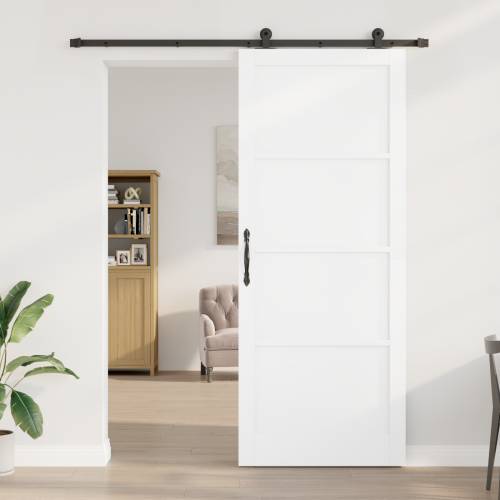 Klizna vrata bijela 93x232 cm od punog drveta bor Cijena