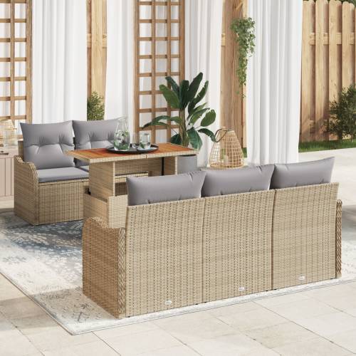 6-dijelni vrtni sofa set s jastučićima Bež poli ratan Cijena