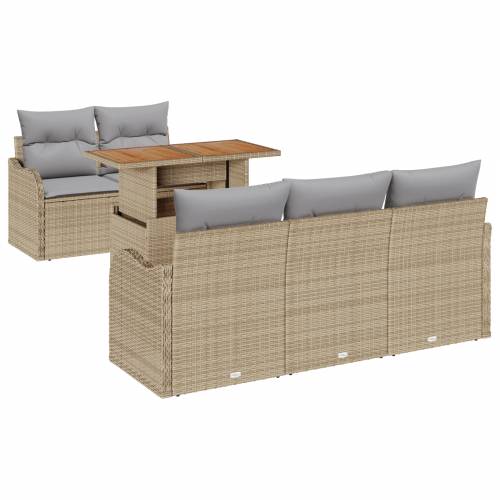 6-dijelni vrtni sofa set s jastučićima Bež poli ratan Cijena