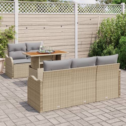6-dijelni vrtni sofa set s jastučićima Bež poli ratan Cijena