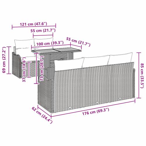 6-dijelni vrtni sofa set s jastučićima Bež poli ratan Cijena