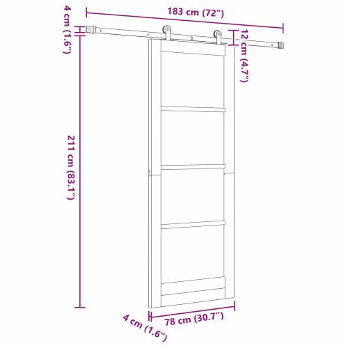 klizna vrata s setom hardvera Bijela 78x211 cm čvrsta drvena borovina Cijena
