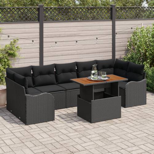 Vrtna garnitura - 8-dijelni set vrtnih sofa s jastučićima crni poli rattan Cijena