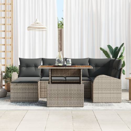 7 Komadni Set Vrtnih Sofa s Jastuči Sivi Poly Rattan Cijena