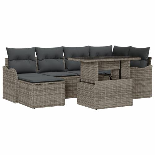 Set vrtnih sofa s jastučićima od 7 dijelova s sivim poli ratanom Cijena