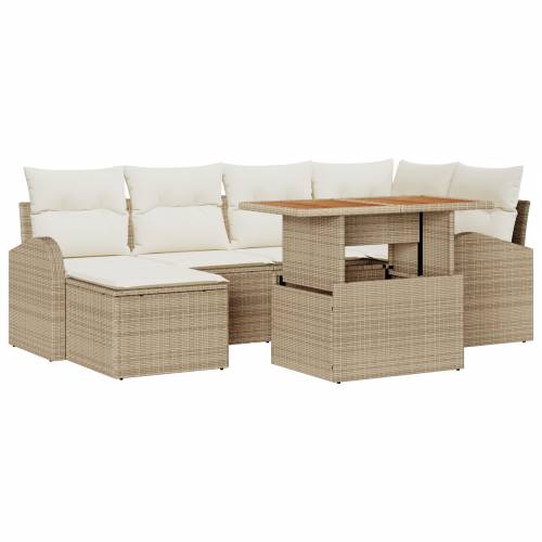 7-dijelni Vrtni Sofa Set s Jastučićima Bež Poli Ratan Cijena