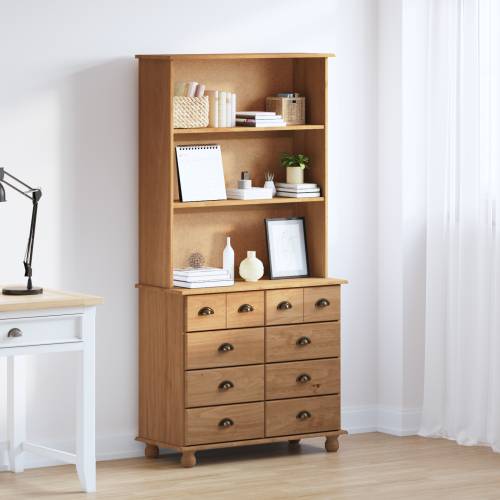 Hutch ‘ASKIM’u boji meda 91x40x183 cm od čvrstog borovog drveta Cijena