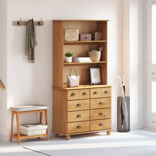Hutch ‘ASKIM’u boji meda 91x40x183 cm od čvrstog borovog drveta Cijena