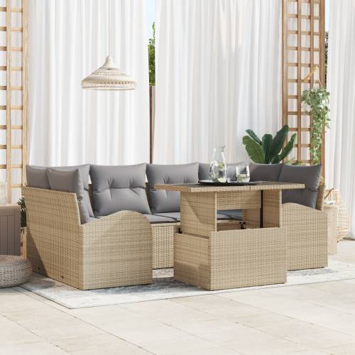 7-dijelni vrtni sofa set s jastučićima Bež Poli Ratan Cijena