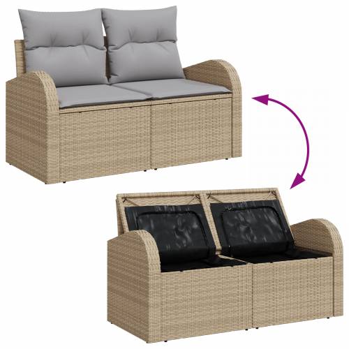 7-dijelni vrtni sofa set s jastučićima Bež Poli Ratan Cijena