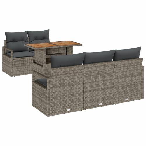 Vrtna garnitura - 6-dijelni set vrtnih sofa s jastučićima siva poli ratan Cijena