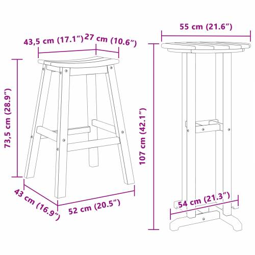 3-dijelni vrtni bar set bijeli HDPE Cijena