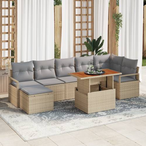 set od 8 dijelova vrtnih sofa s jastučićima bež poli ratan Cijena