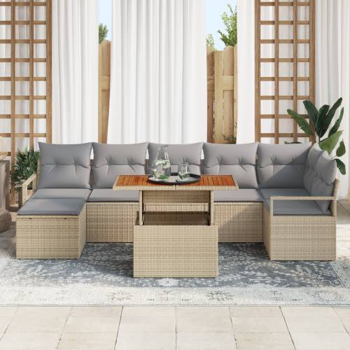 set od 8 dijelova vrtnih sofa s jastučićima bež poli ratan Cijena