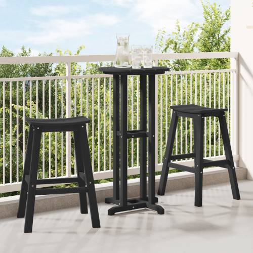 set od 3 vrtne barske stolice crne HDPE Cijena