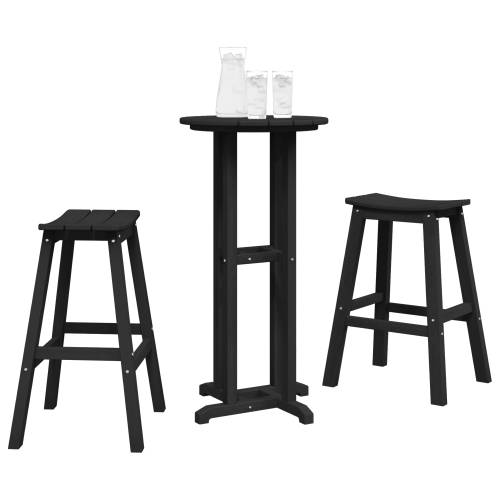 set od 3 vrtne barske stolice crne HDPE Cijena
