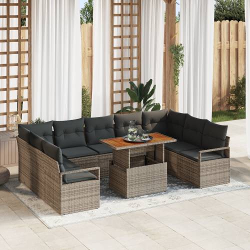 Vrtna garnitura - 10-dijelni set vrtnih sofa s Jastucima Siva Poli Ratan Cijena