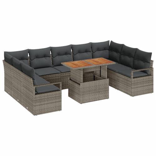Vrtna garnitura - 10-dijelni set vrtnih sofa s Jastucima Siva Poli Ratan Cijena
