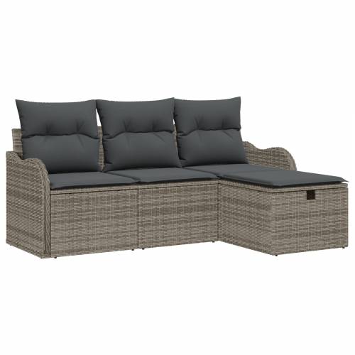 4-dijelni vrtni sofa set s jastučićima siva poli ratan Cijena