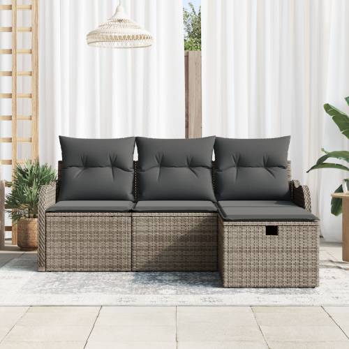 4-dijelni vrtni sofa set s jastučićima siva poli ratan Cijena