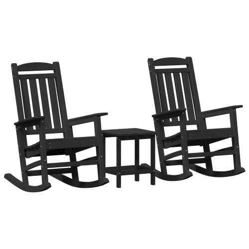 3 dijela vrtni lounge set crna HDPE Cijena