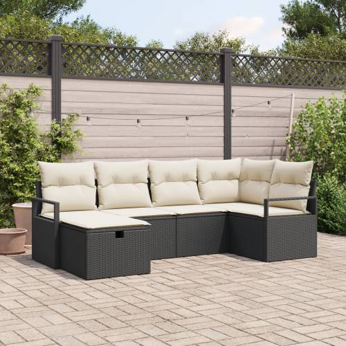 set od 6 komada vrtnih sofa s jastucima crni poli ratan Cijena