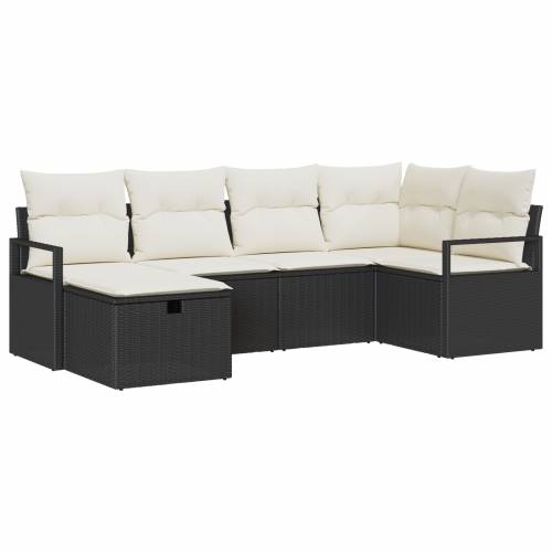 set od 6 komada vrtnih sofa s jastucima crni poli ratan Cijena