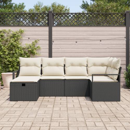 set od 6 komada vrtnih sofa s jastucima crni poli ratan Cijena