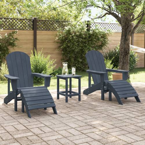 Adirondack stolice s podnožjem 2 kom Navy Blue HDPE Cijena