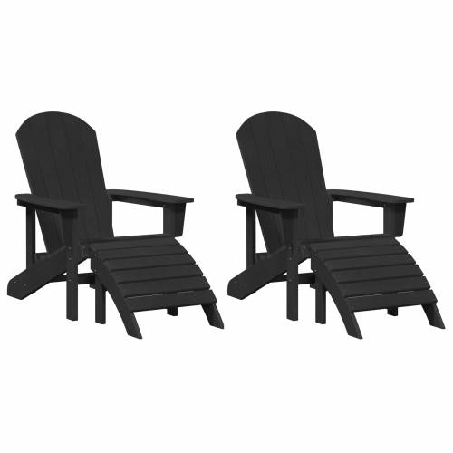 Adirondack stolice s osloncima za noge 2 kom Crna HDPE Cijena
