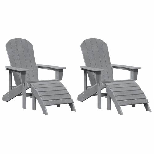 Adirondack stolice s podnožjima 2 kom svjetlosiva HDPE Cijena