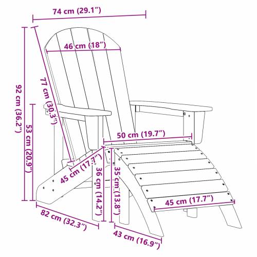 Adirondack stolice s podnožjima 2 kom svjetlosiva HDPE Cijena
