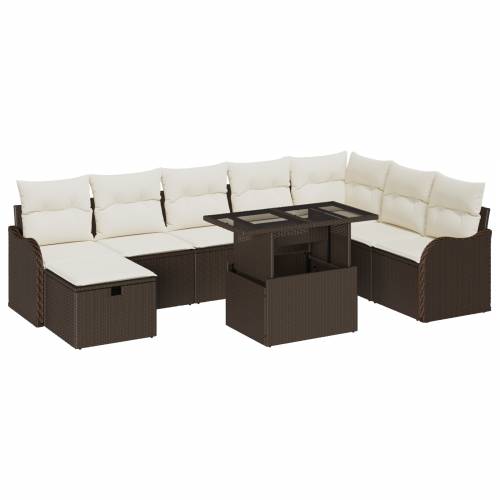 9-komadni set vrtnih sofa s jastučićima smeđa poli ratan Cijena