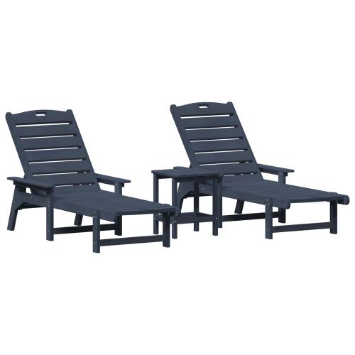 Set od 3 ležaljki za vrt Mornarsko plava HDPE Cijena
