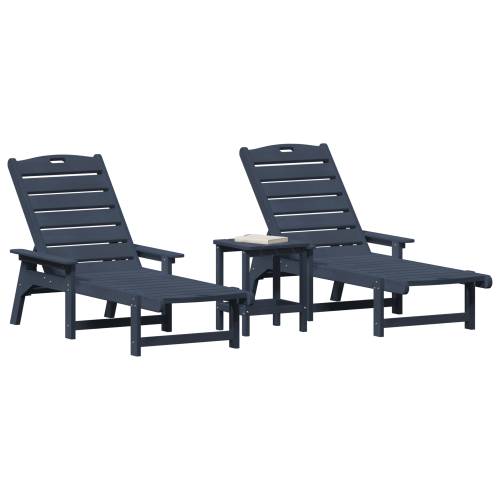 Set od 3 ležaljki za vrt Mornarsko plava HDPE Cijena