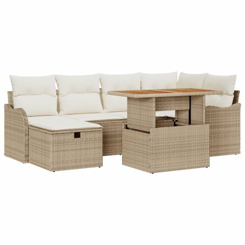 Set od 7 Vrtnih Sofa s Jastučićima Bež Poli Ratan Cijena