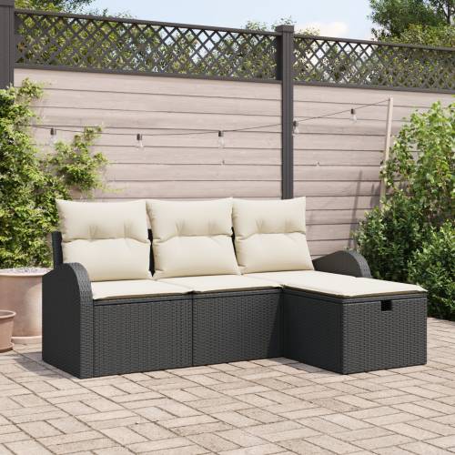 Vrtna garnitura - 4-dijelni set vrtnih sofa s jastucima crni poli ratan Cijena